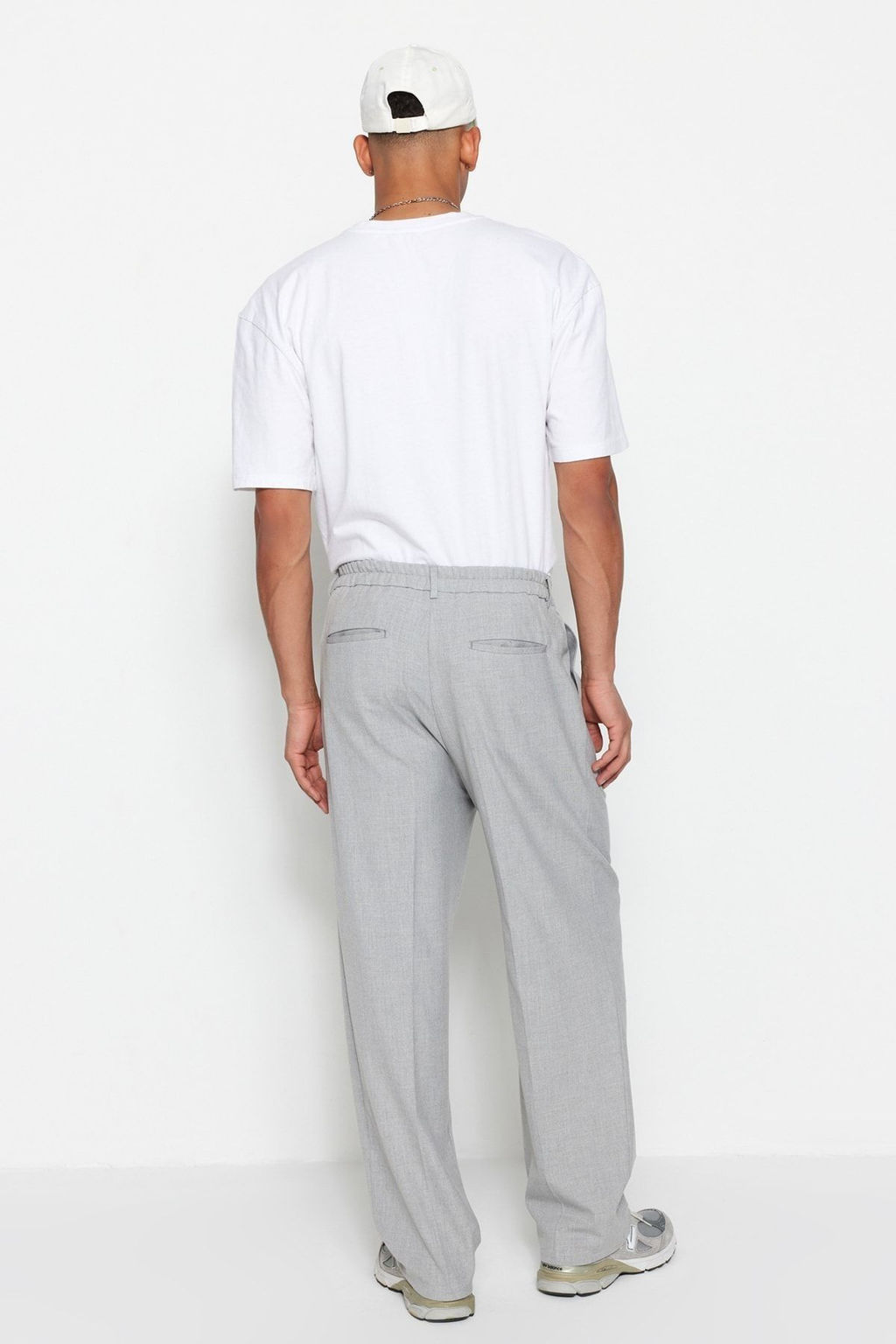 TRENDYOL MAN Gri Palazzo Lastik Belli Pileli Bol Kumas Pantolon TMNAW23PL00037 - Trendyolmilla фото 6