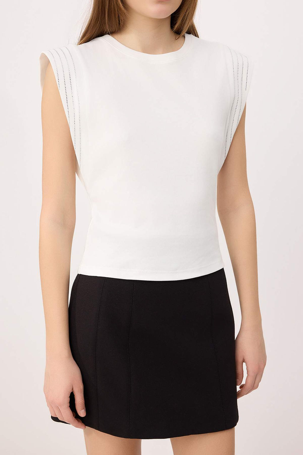 Ekru Regular/Normal Kal?p Kolsuz Tas Detayl? Tok %100 Pamuk Orme T-shirt TWOSS26TS00231 - Trendyolmilla фото 3