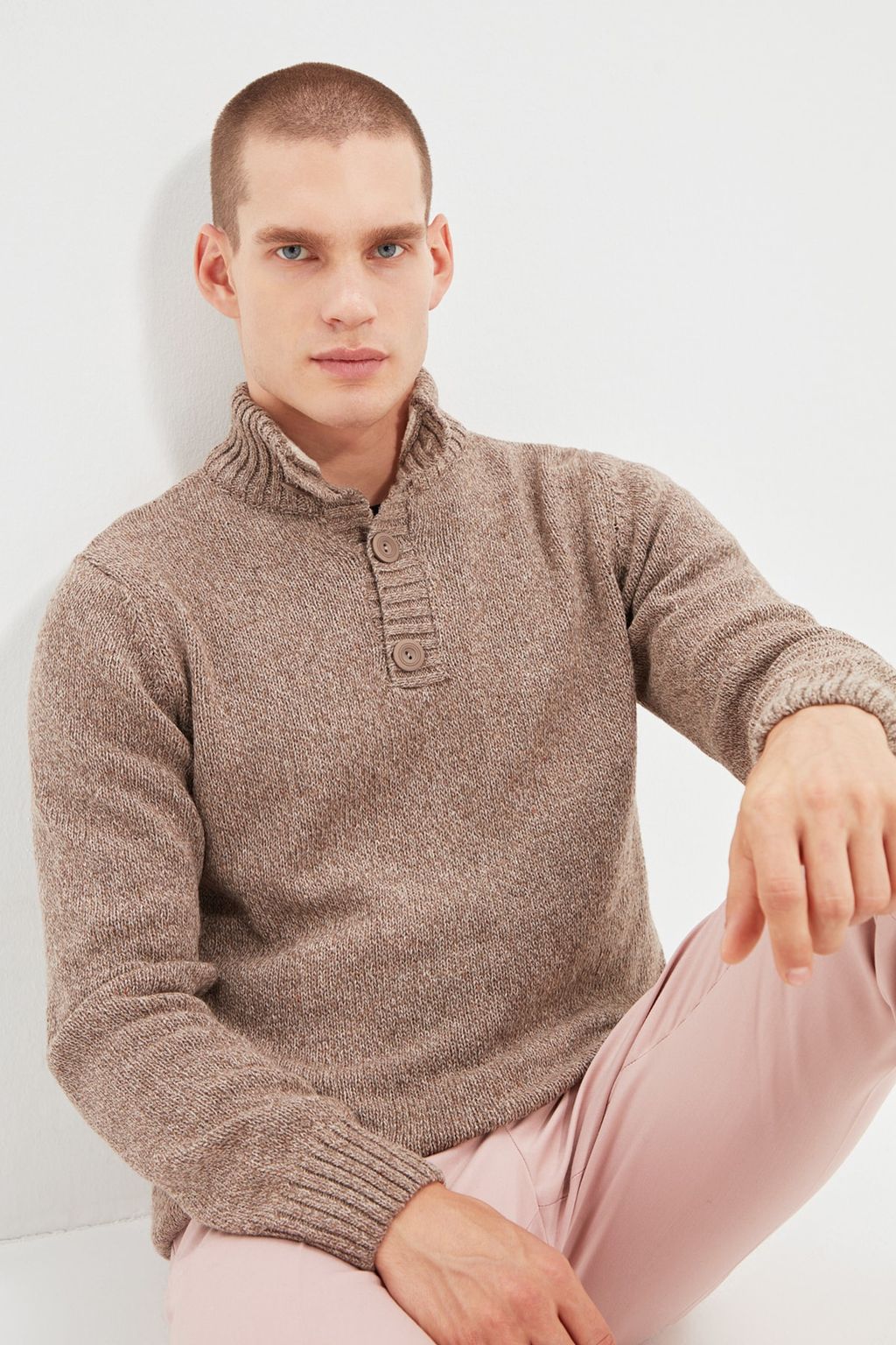 TRENDYOL MAN Vizon Casual Slim Fit Yunlu Yar?m Bal?kc? Dugmeli Triko Kazak TMNAW21KZ0394 - Trendyolmilla фото 12