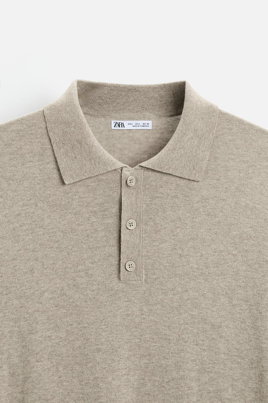 TEXTURED COTTON KNIT POLO SHIRT - Zara фото 8