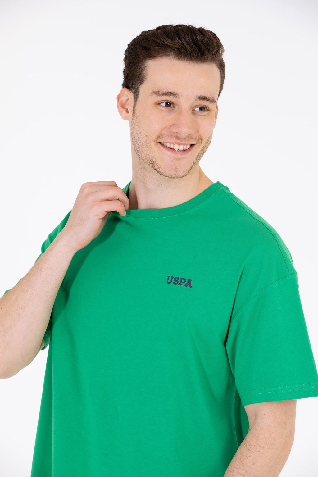 Erkek Ye_il Oversize Bisiklet Yaka Ti__rt