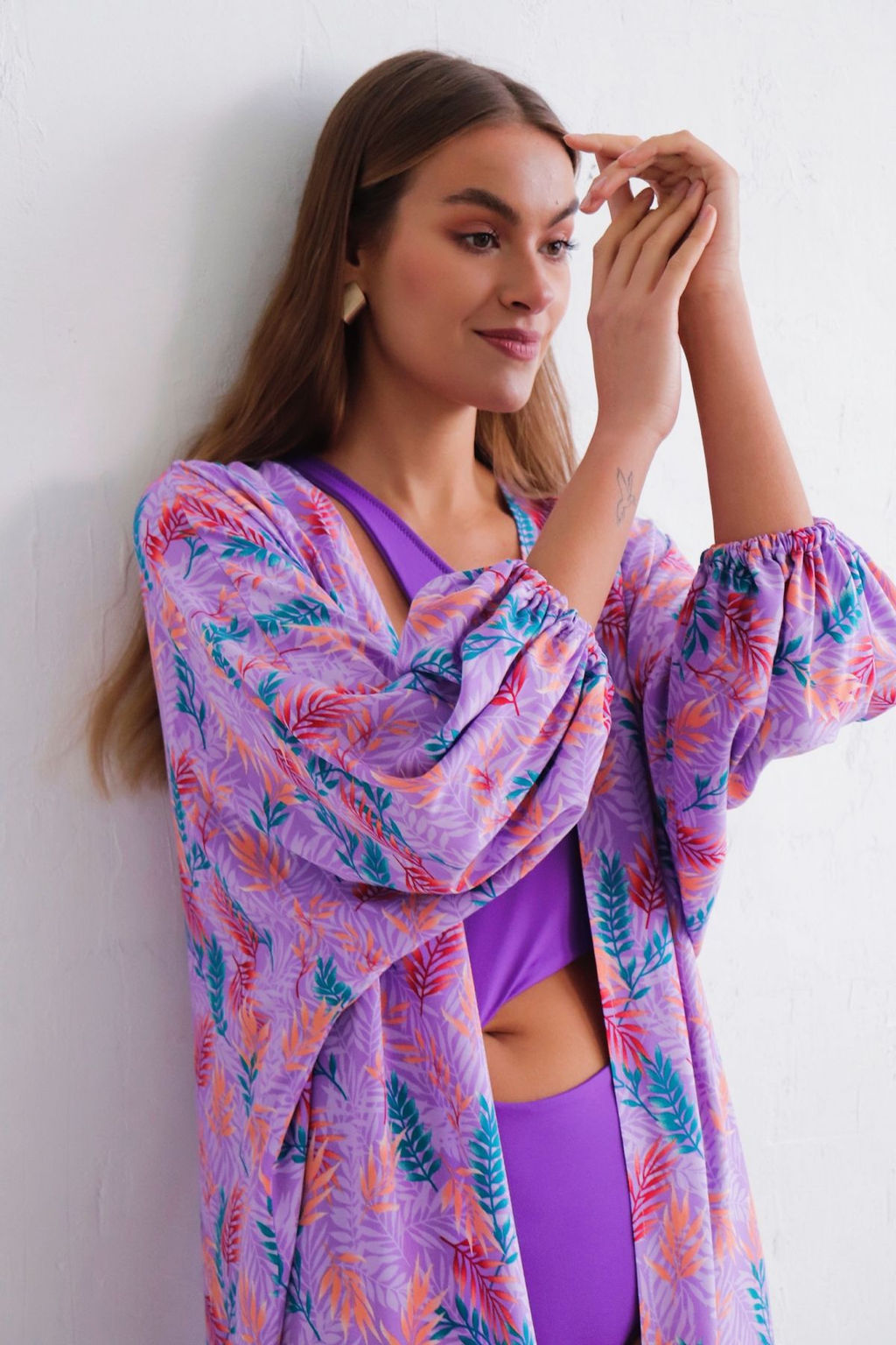 10962 Кимоно длинное сиреневое с принтом - Martichelli фото 9