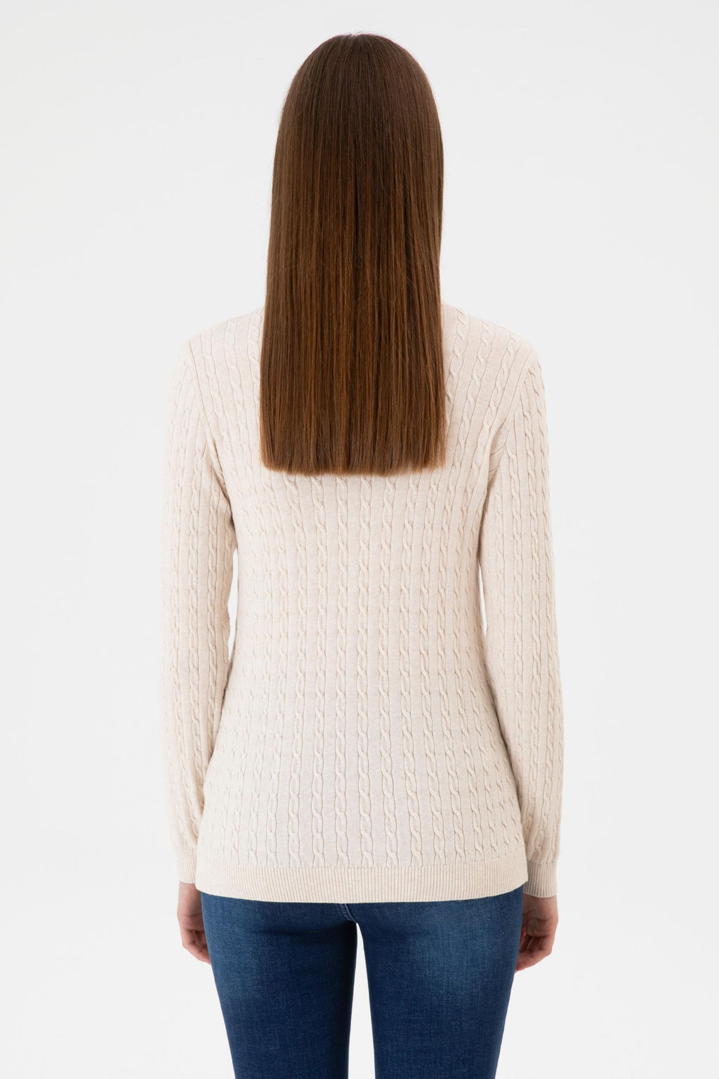 Kad_n Krem Melanj Bisiklet Yaka Basic Kazak Sepette S_rpriz _ndirim - U.s. polo assn фото 5