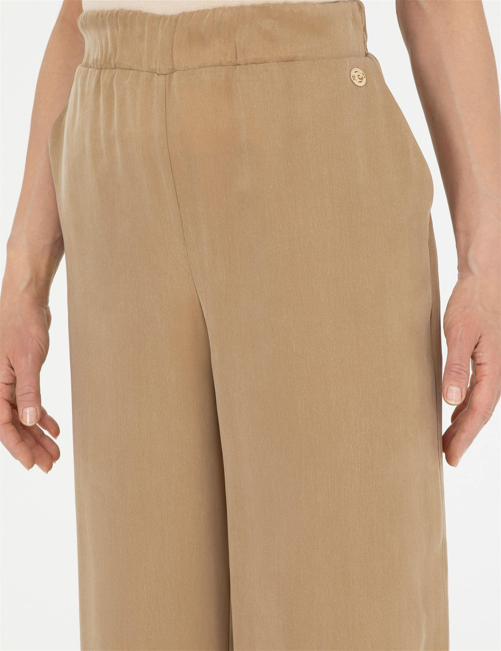 Bej Cupro Dokulu Wide Leg Pantolon - Pierre cardin фото 6