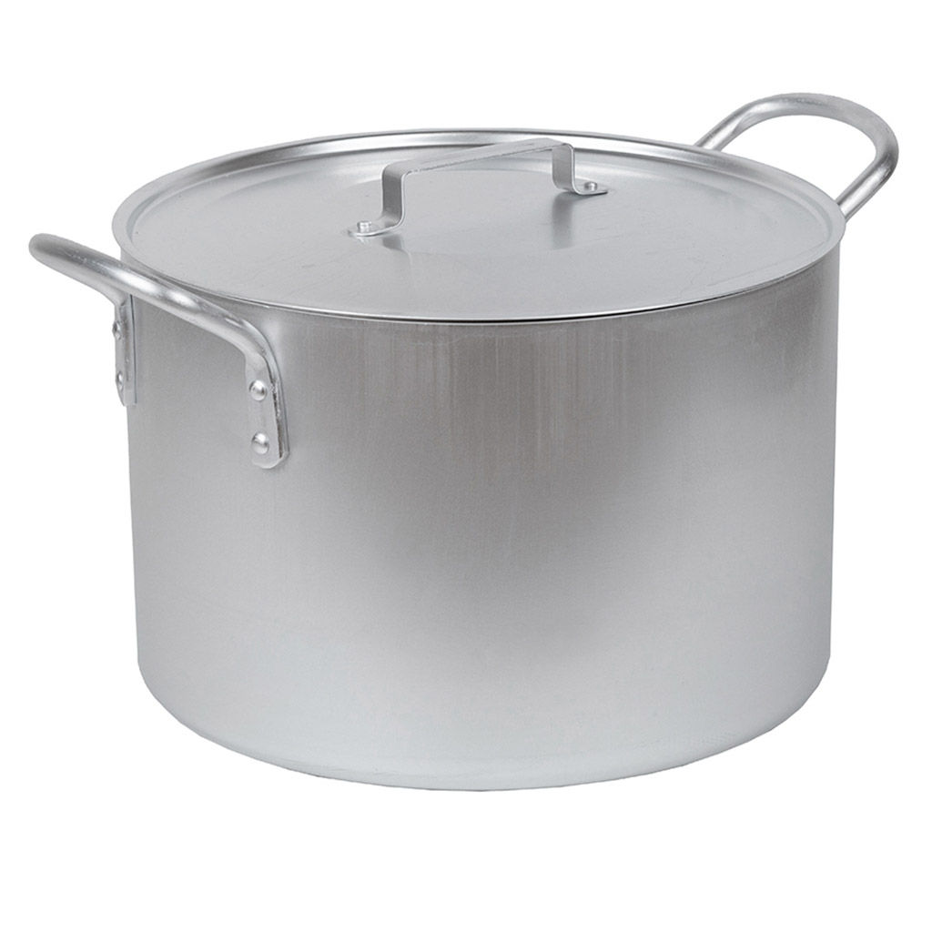 Котел алюминиевый 30л, д40см, h24,8см, s2,5мм, матовая, 2 металлические ручки, металлическая крышка (Россия)