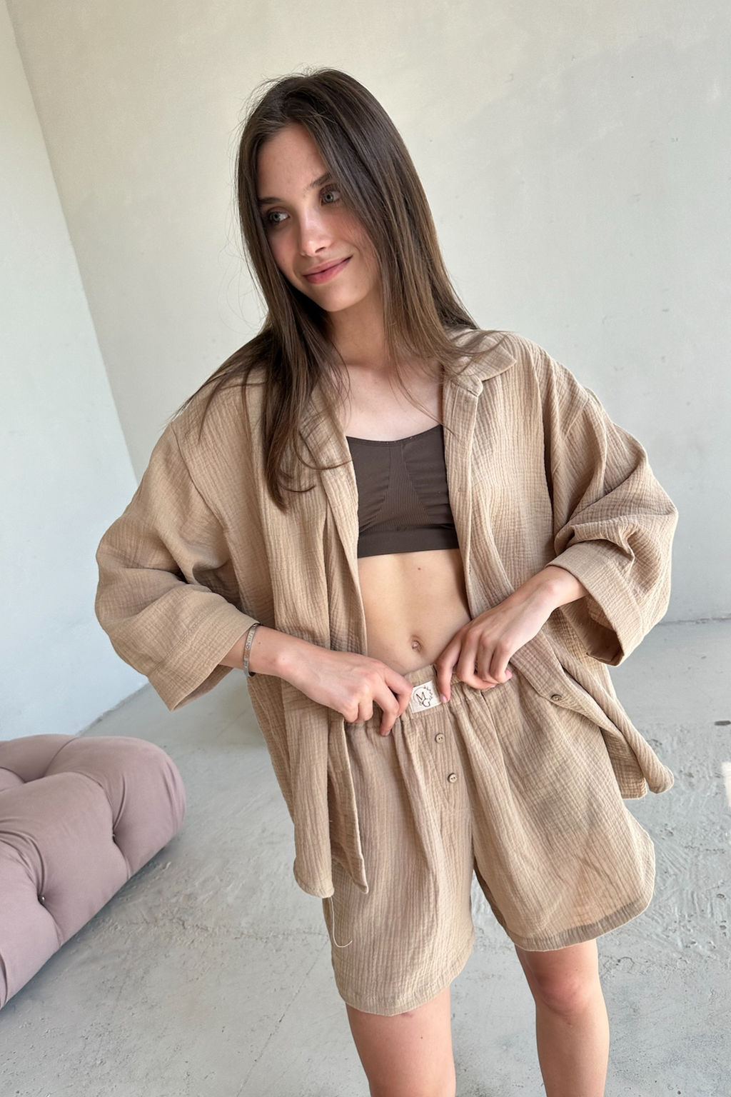 Костюм муслин SET019/22/Оливка - M&G all natural фото 3