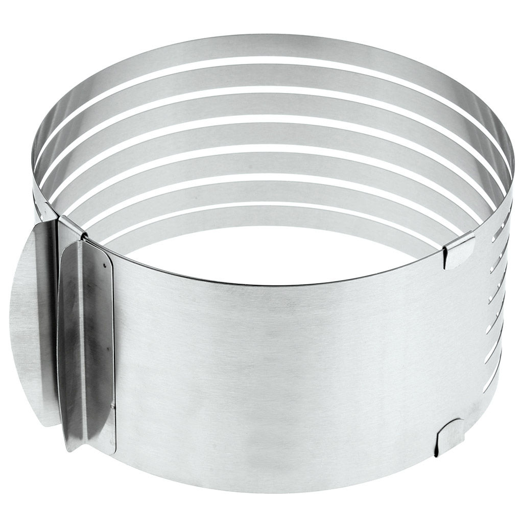 Форма кондитерская из нержавеющей стали для нарезания коржей, раздвижная, д15-20см h8,5см, цветная коробка (Китай) - Домашняя мода фото 2