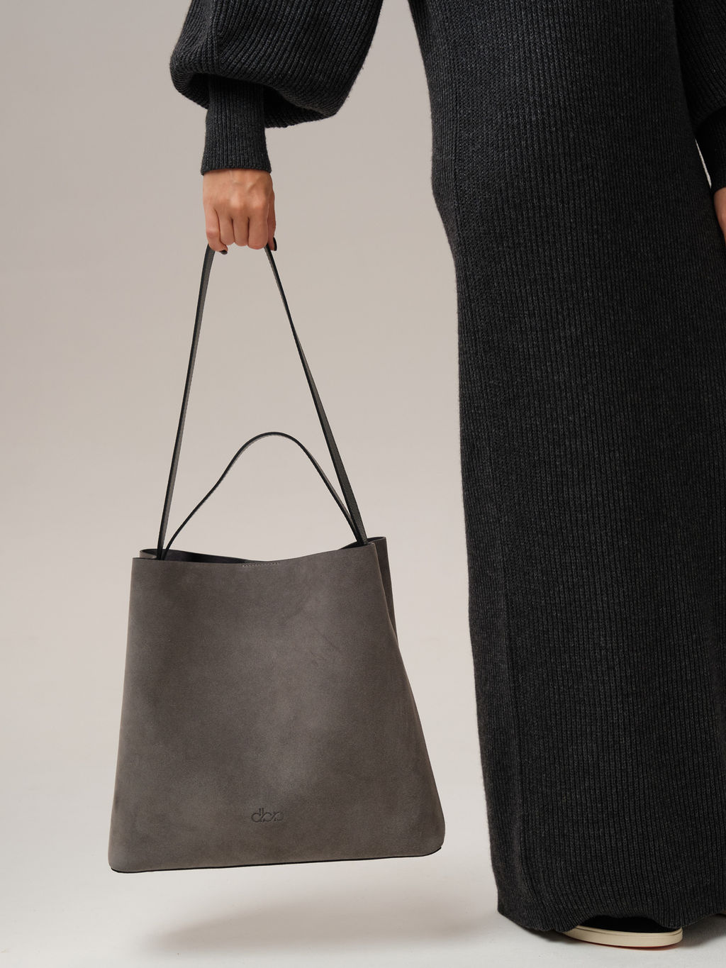 Замшевая сумка шоппер Olga DBR 30948 серый замок  фото 8