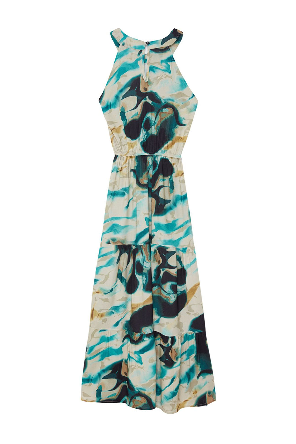 Siyah Soyut Desenli A Kesim Halter Yaka Maxi Dokuma Elbise TWOSS24EL01025 - Trendyolmilla фото 7