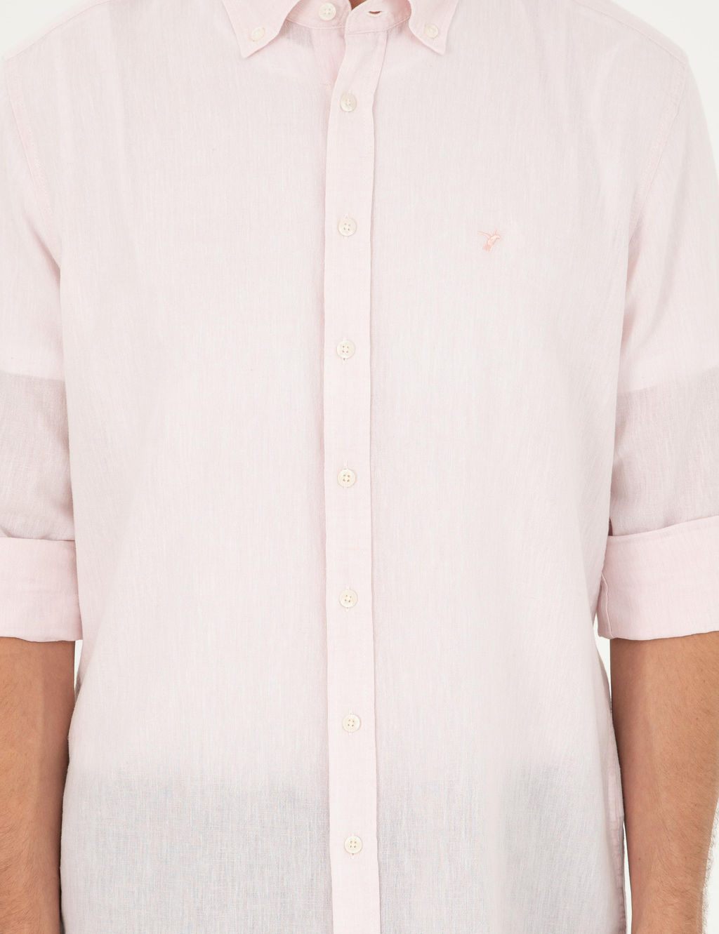 Pembe Slim Fit Keten Kar___ml_ G_mlek