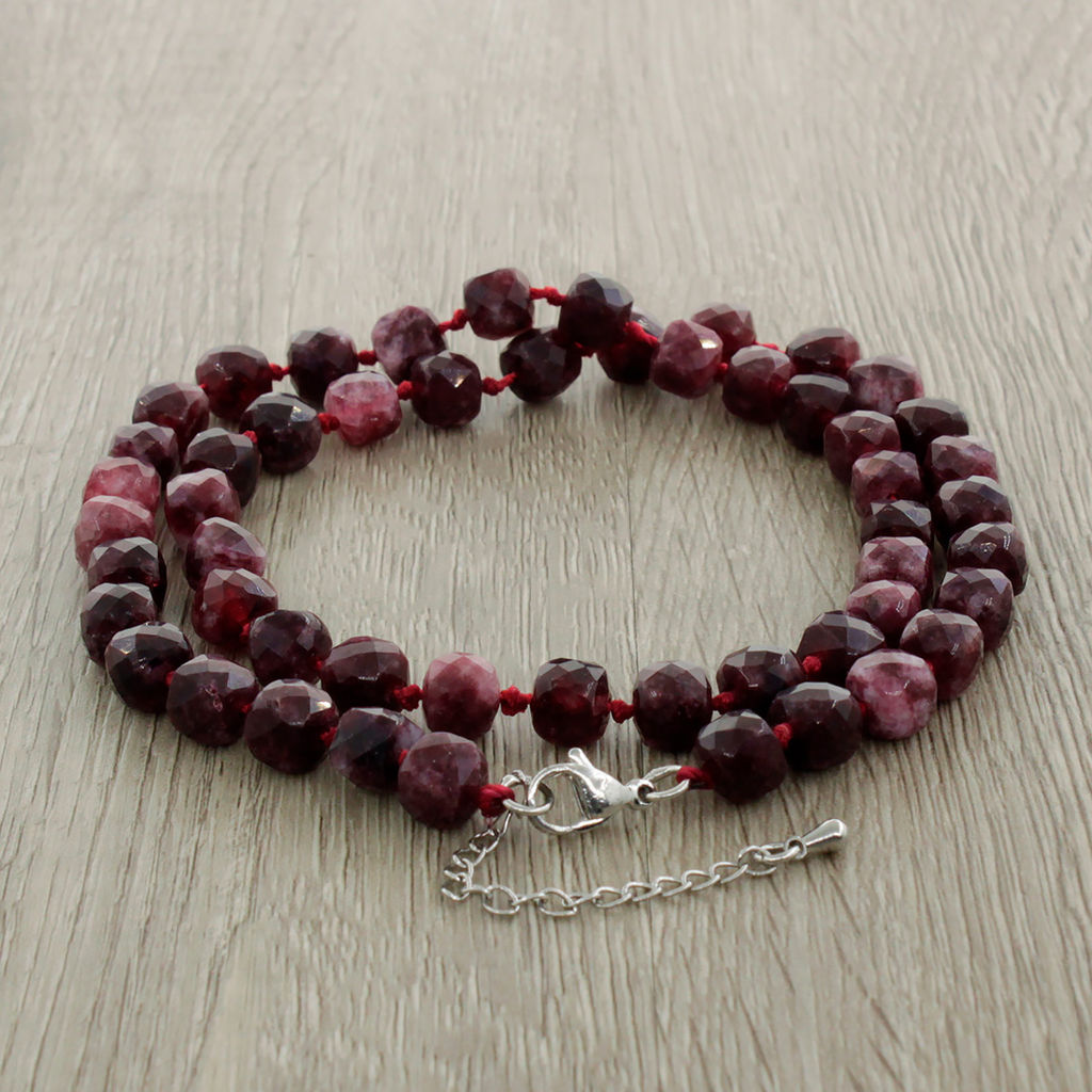 Бусы Текта из рубина (Африка) 7мм граненый куб, длина 46 см - Agat77 фото 2