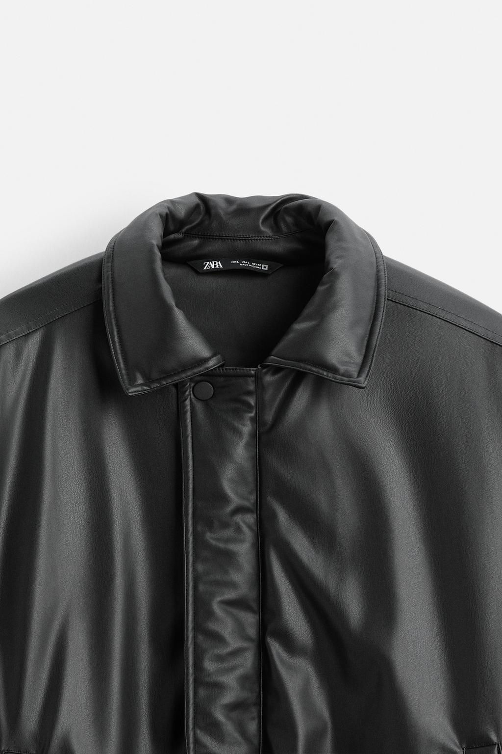 LEATHER EFFECT PUFFER JACKET - Zara фото 8