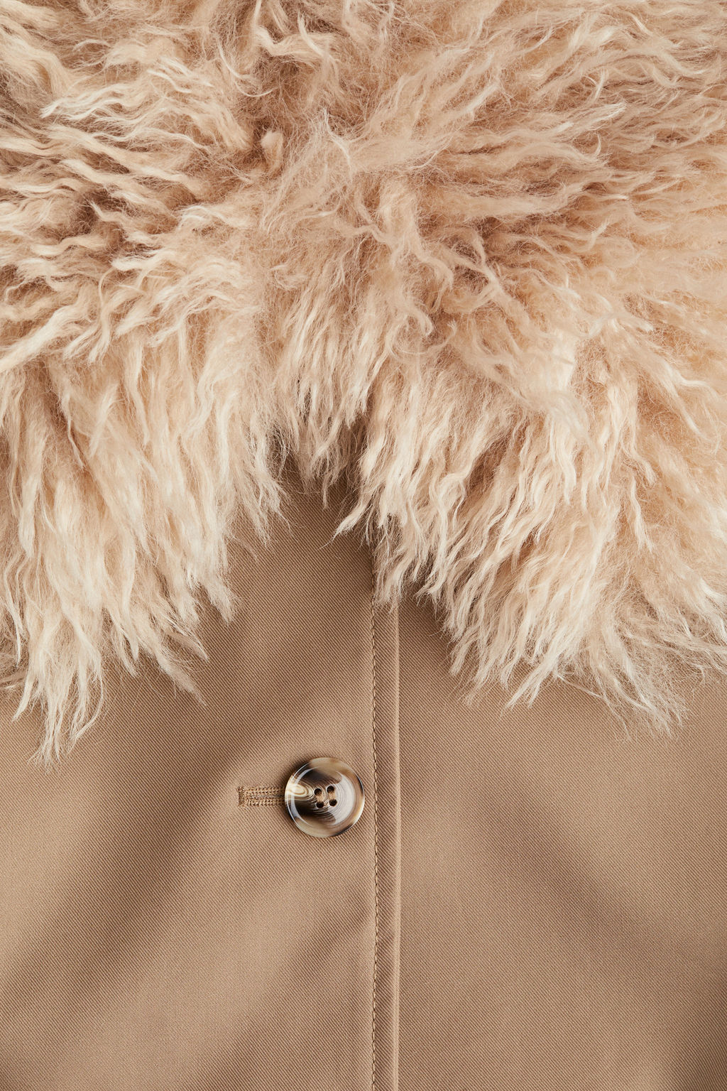 Abrigo de sarga con cuello efecto pelo - H&m фото 6