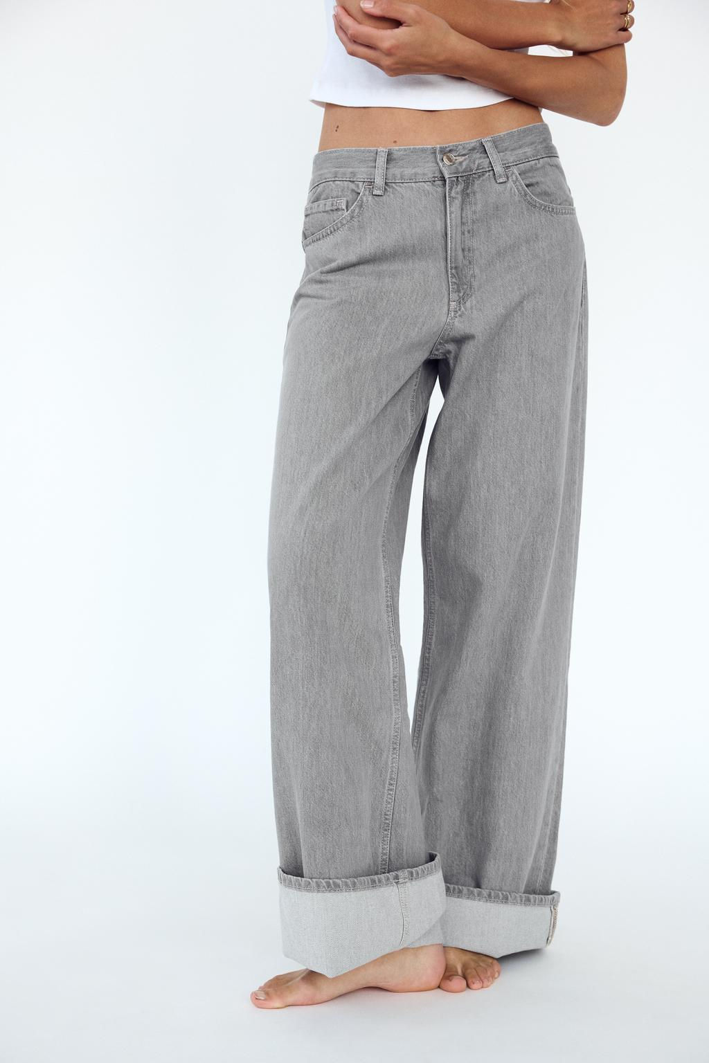 TRF WIDE-LEG HIGH-WAIST JEANS WITH TAB DETAIL - Zara фото 2