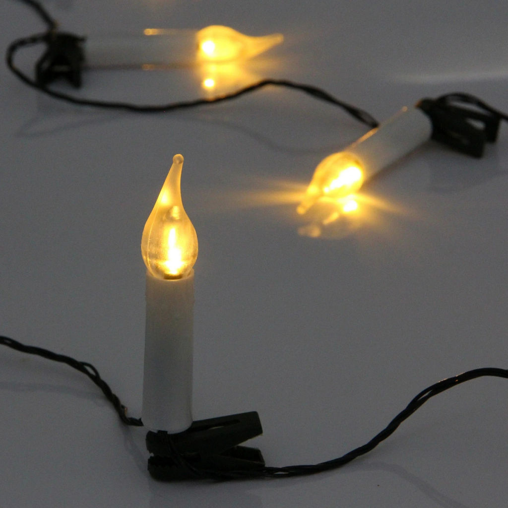 Гирлянда для дома 4 м 20 ламп LED "Свечи" зелёный пров. IP-20 Теплый белый