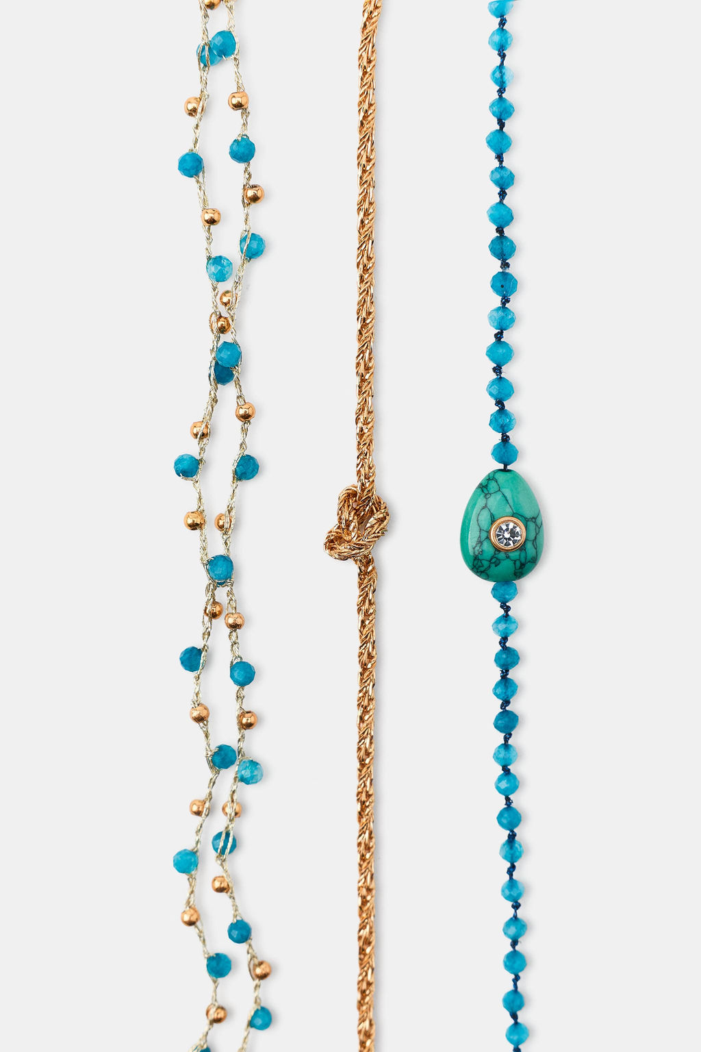 PACK 3 PULSERAS TOBILLERAS ABALORIOS / Turquesa - Zara фото 4