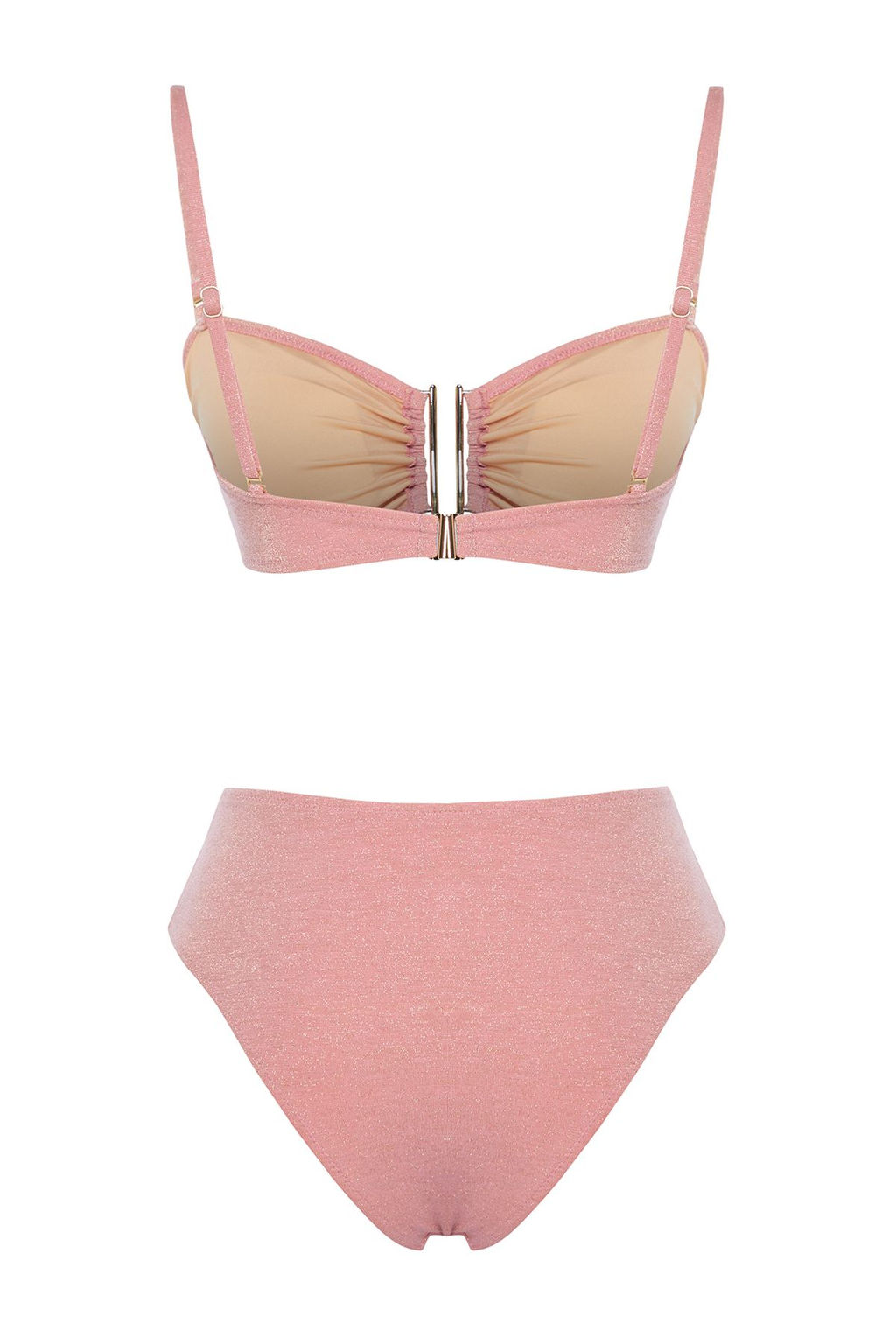 Pembe Straplez Aksesuarl? Simli Brazilian Bikini Tak?m? TBESS24BT00054