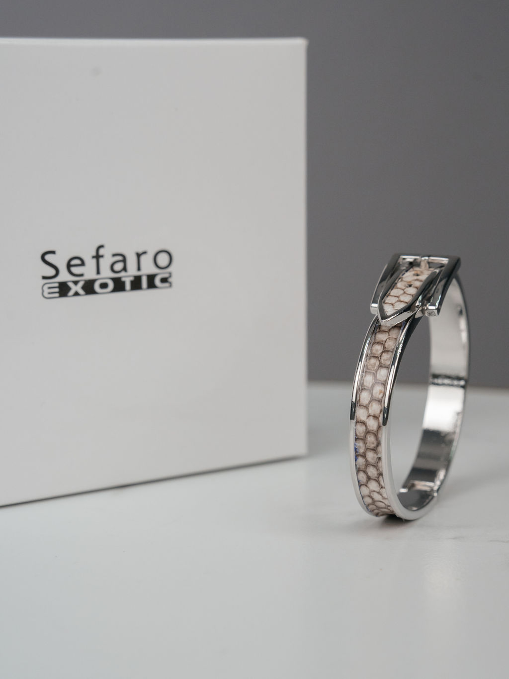 Браслет Sefaro Exotic из кожи морской змеи белый  фото 3