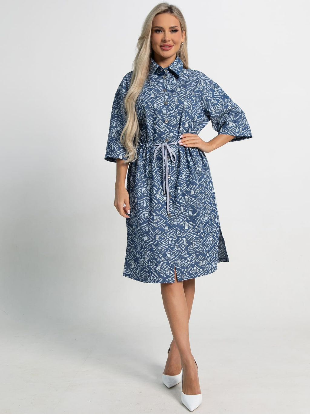 Платье хлопковое Стоун (синее) П15450-4М