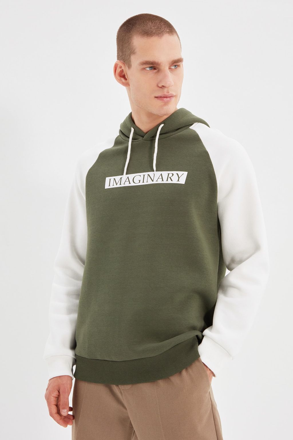 TRENDYOL MAN Haki Regular/Normal Kesim Slogan Bask?l? Ici Polar/S?cak Tutan Sweatshirt TMNAW22SW0042 - Trendyolmilla фото 2
