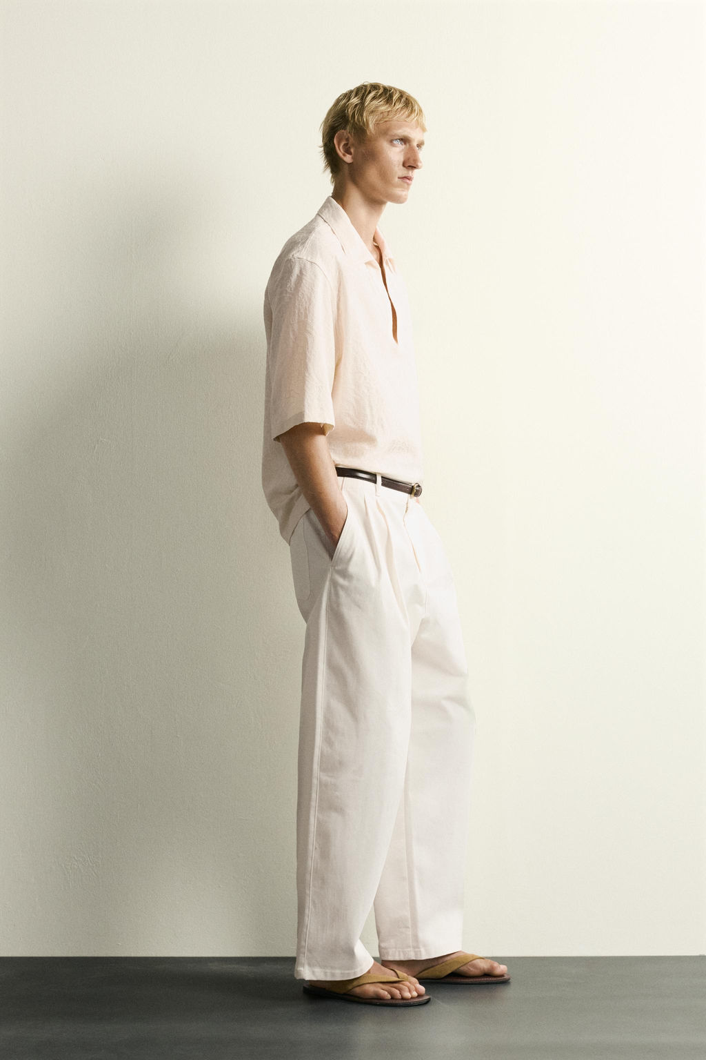 CAMISA POLO RELAXED FIT JACQUARD / Beige claro - Zara фото 4
