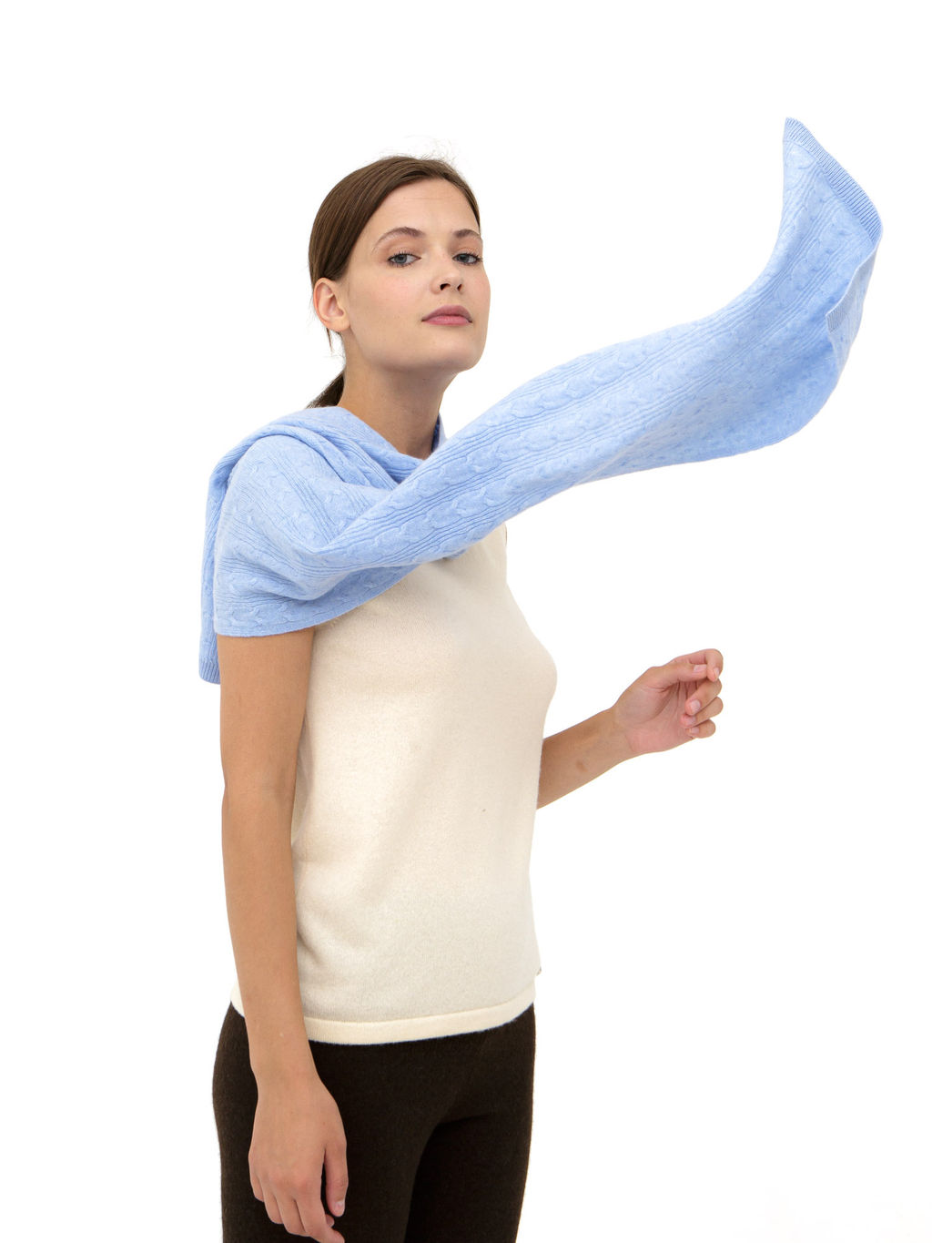 Шарф из кашемира 03173 голубой