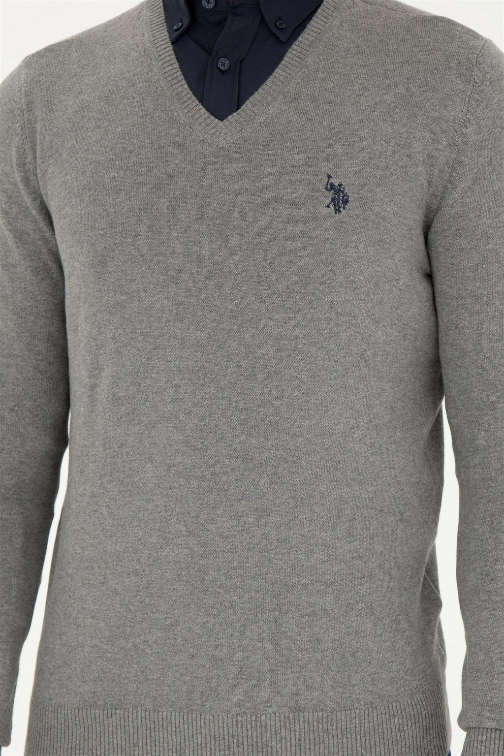 Мужской серый меланжевый базовый свитер - U.s. polo assn фото 6