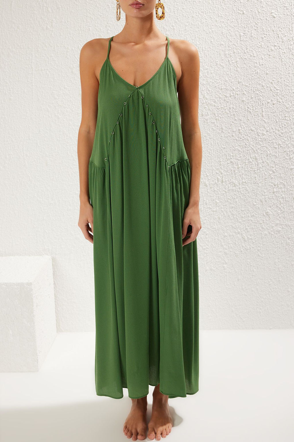 Ekru Dokuma Aksesuar Detayl? Maxi Plaj Elbise TBESS25EL00060 - Trendyolmilla фото 9