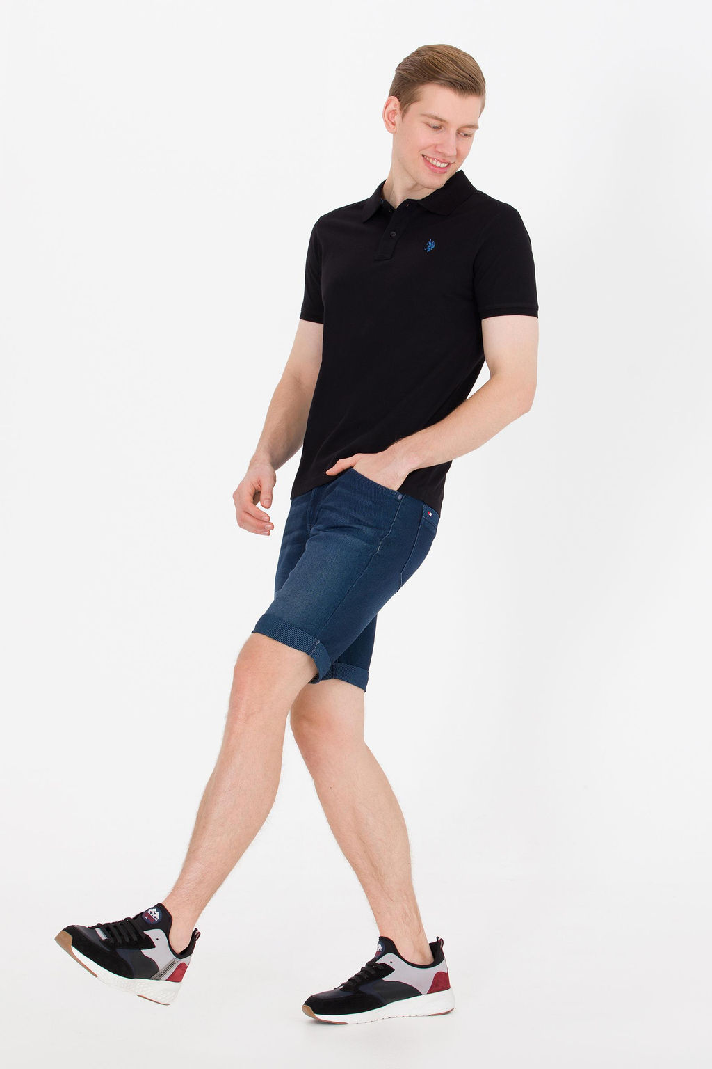 U. S. Polo Assn Мужская черная базовая футболка с воротником-поло - U.s. polo assn фото 3