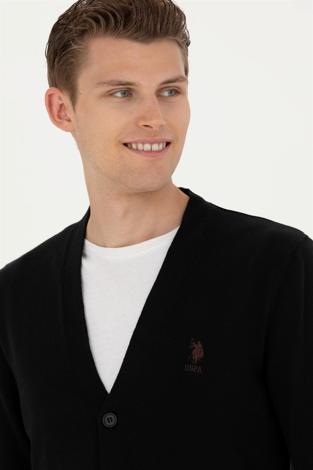 Мужской черный базовый трикотажный кардиган - U.s. polo assn фото 2