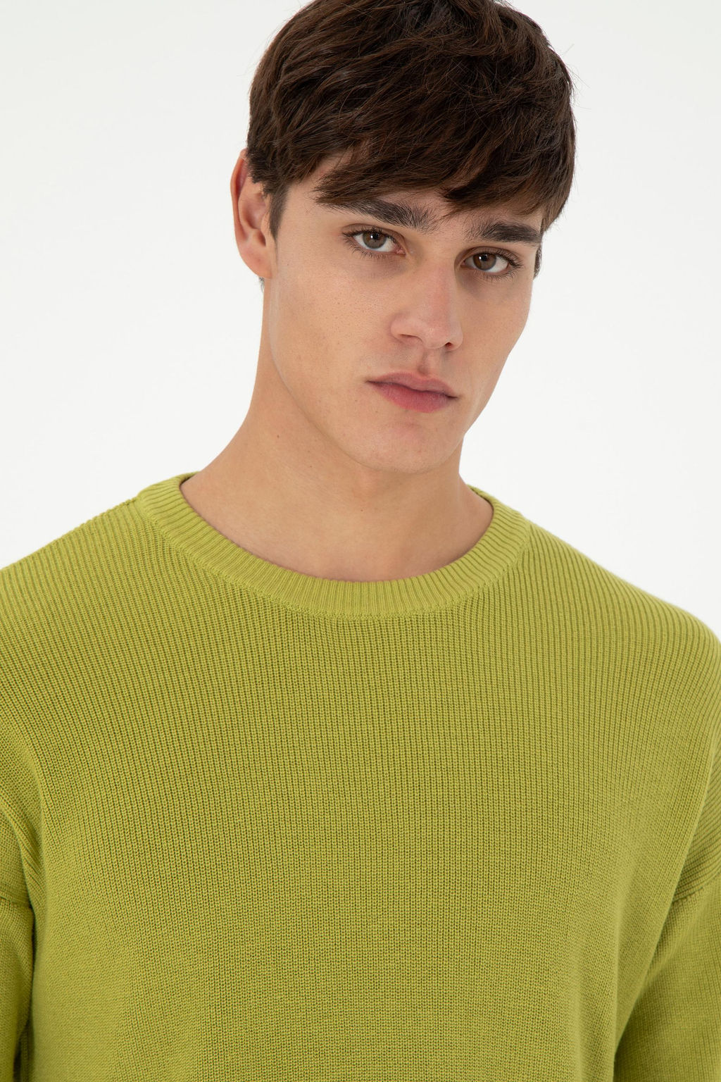Erkek Regular Fit Bisiklet Yaka F_st_k Ye_ili Basic Kazak - U.s. polo assn фото 2