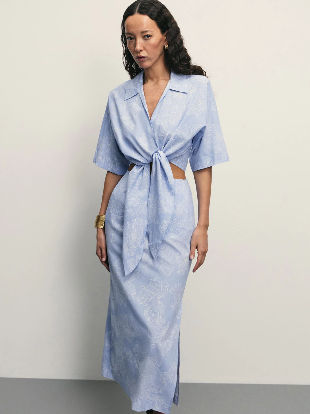 Укороченная рубашка с цветочным принтом / Zarina  фото 8