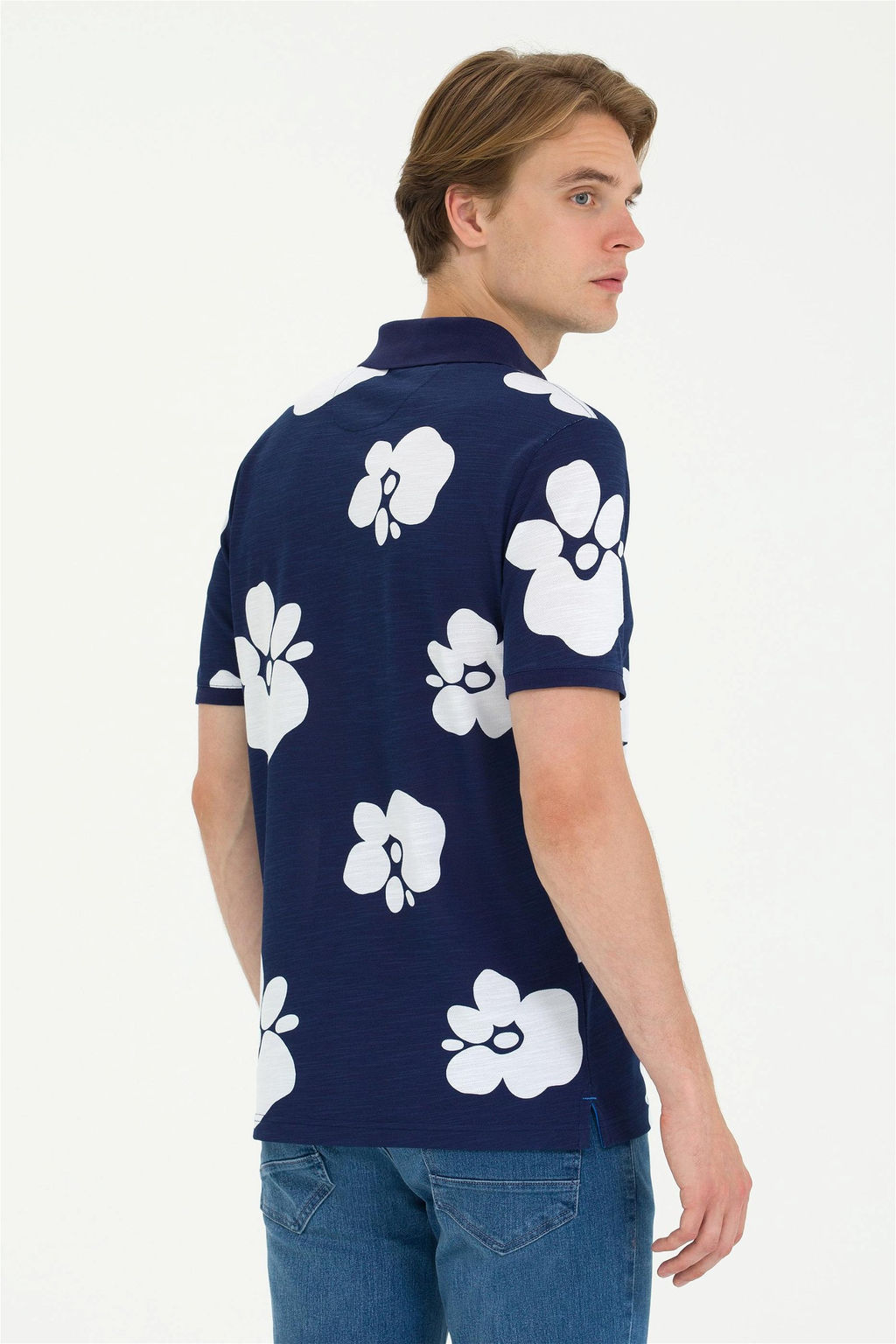 U. S. Polo Assn / Мужская темно-синяя футболка с воротником-поло - U.s. polo assn фото 12