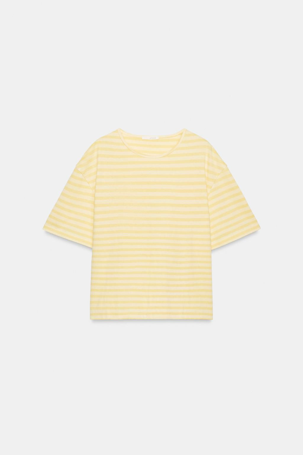 CAMISETA MANGA CORTA RAYAS / Amarillo - Zara фото 12