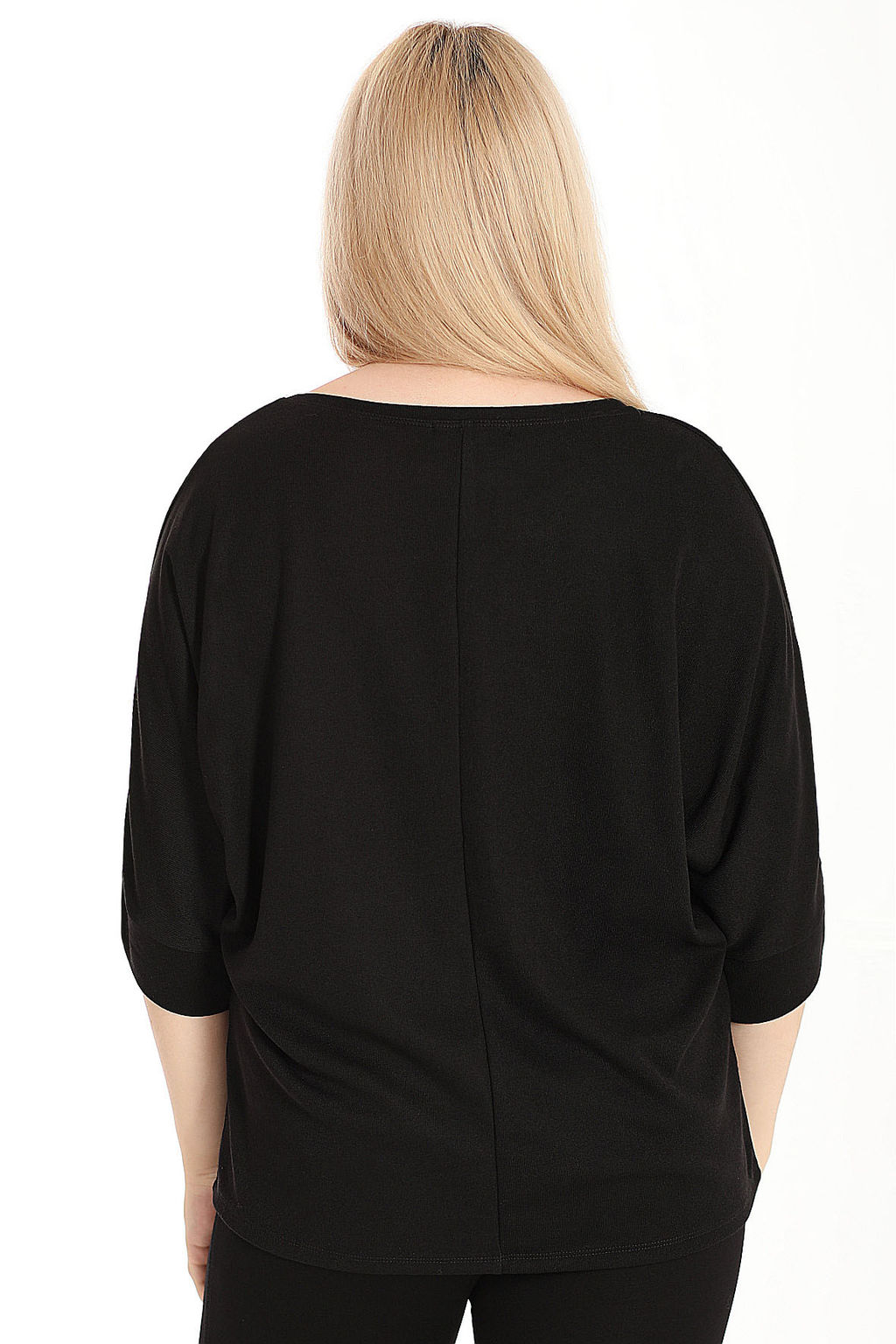 Блузка черная женская нарядная со стразами - Almond фото 2