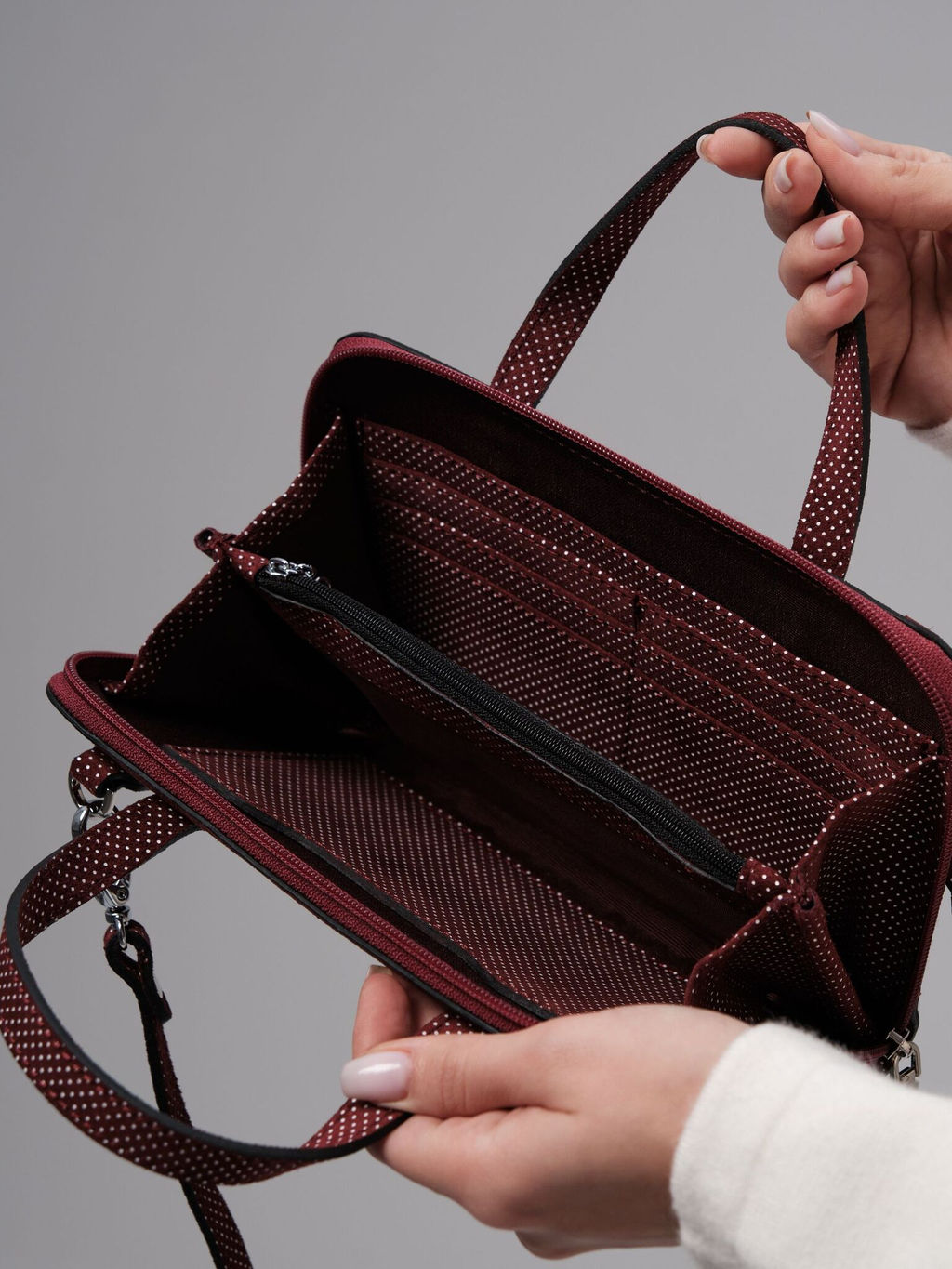 Сумка кожаная Azaro 30850 бордо-горох