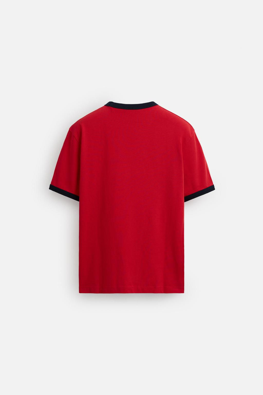 T-SHIRT WITH CONTRASTING RIBBED TRIMS - Zara фото 16