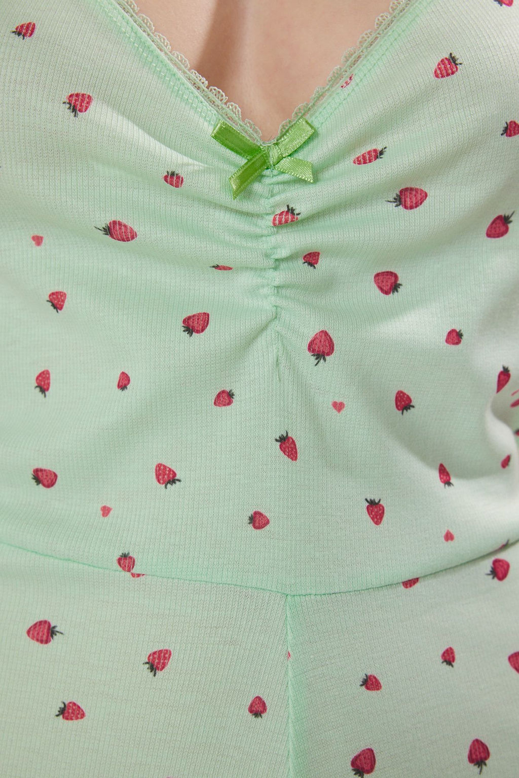 TRENDYOLMILLA Yesil Cilek Desenli Buzgulu ve Kurdele/Fiyonklu Fitilli Orme Tulum THMSS25TU00000  фото 3