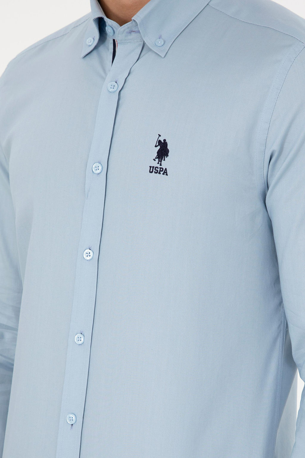 Рубашка мужская U.S. Polo Assn с длинным рукавом голубая  фото 14