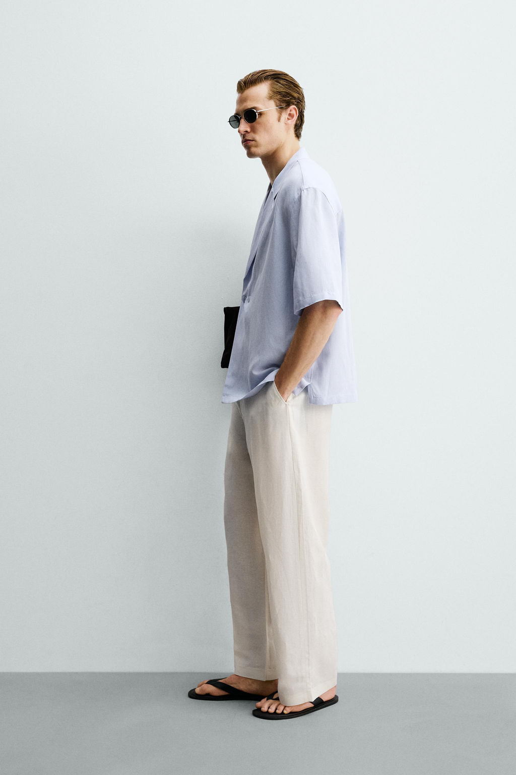 CAMISA KIMONO VISCOSA - LINO / Celeste - Zara фото 4