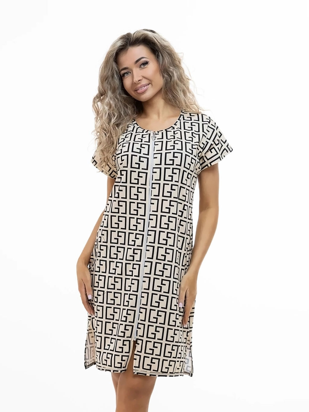 Халат женский, цвет черный песочный