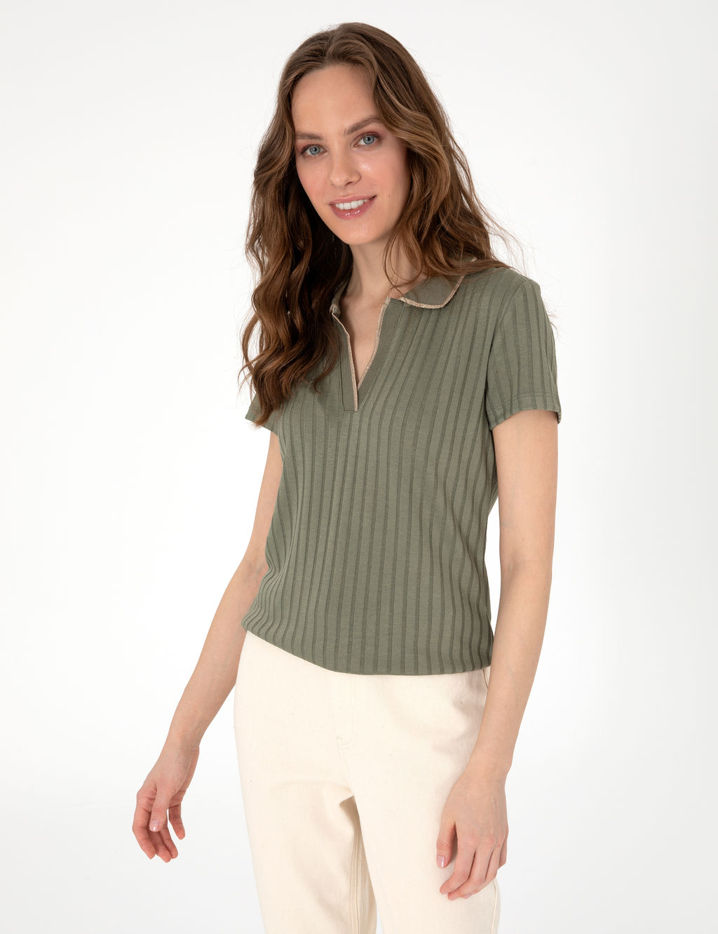Haki Slim Fit Basic Ti__rt