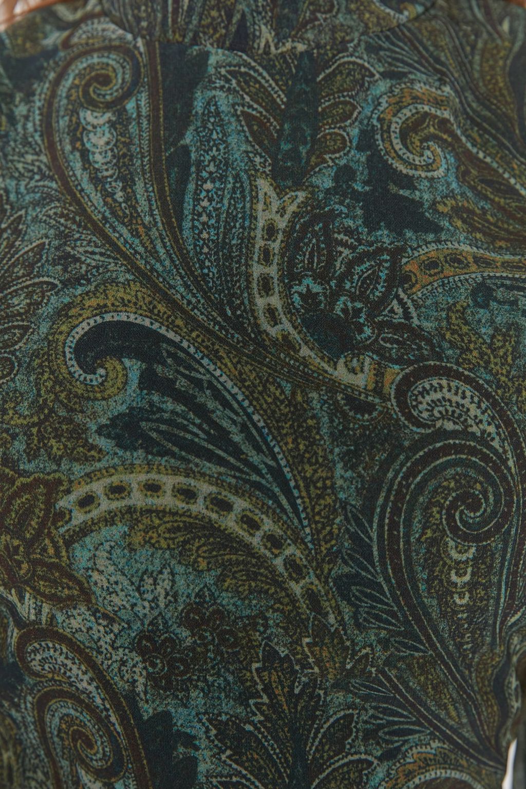 TRENDYOLMILLA Yesil Sal Desenli Volanl? Dokuma K?sl?k Elbise TWOAW23EL01436 фото 12