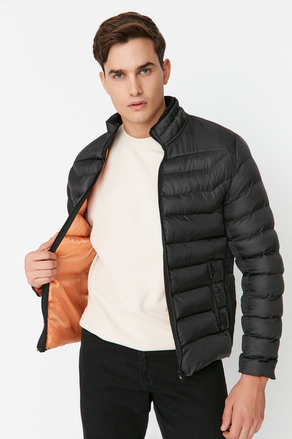 TRENDYOL MAN Tas Regular Fit Dik Yaka Sisme Ruzgara ve Suya Dayan?kl? Mont TMNAW23MO00001 - Trendyolmilla фото 11