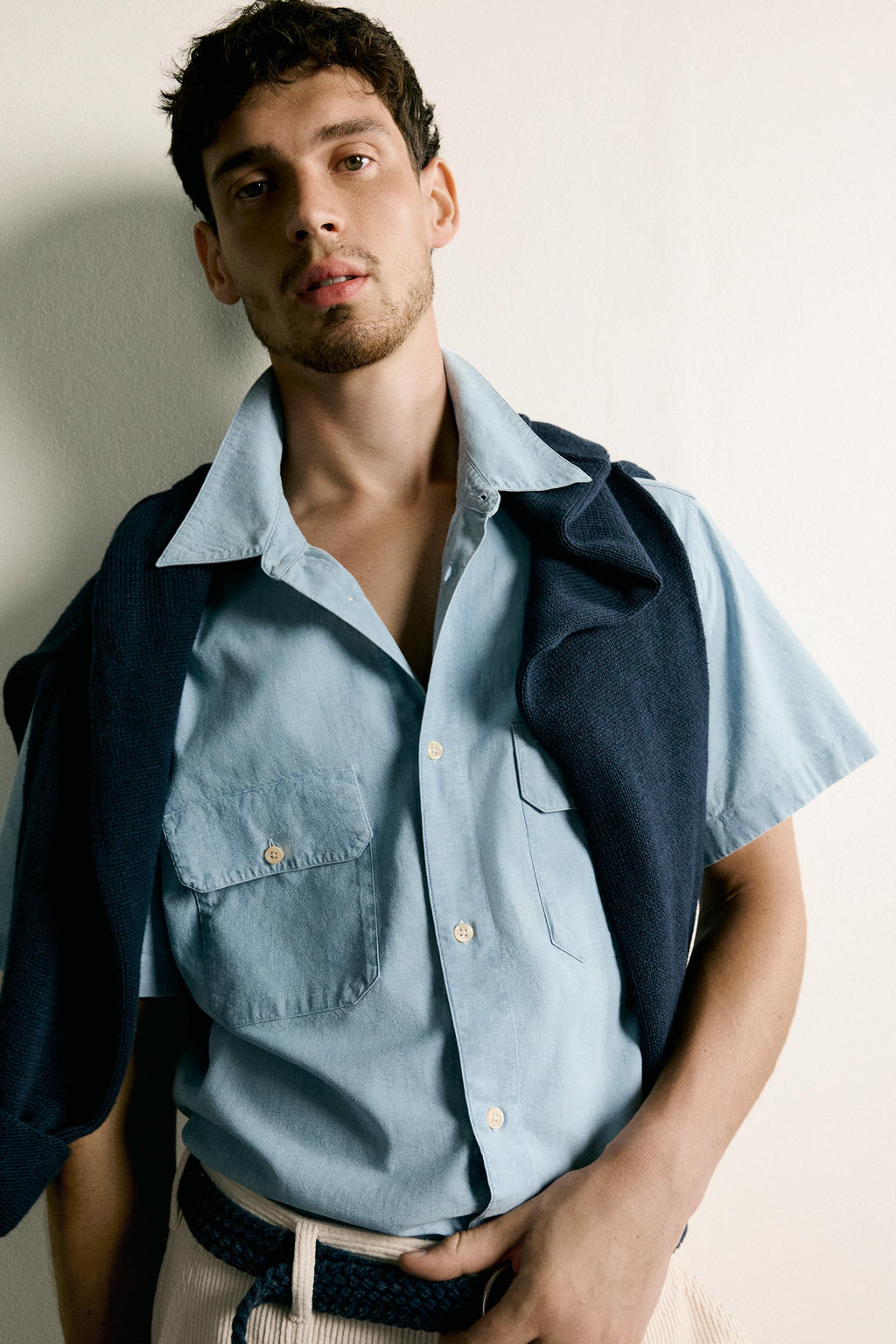 CAMISA CHAMBRAY BOLSILLOS / Azul claro - Zara фото 5