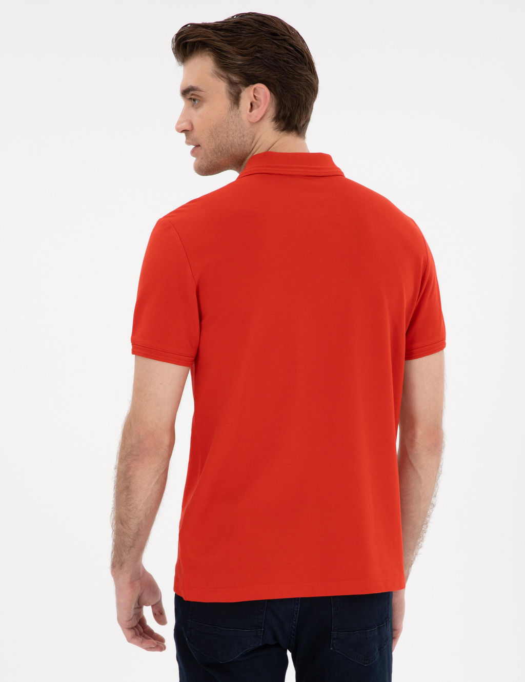 K_rm_z_ Slim Fit %100 Pamuk Polo Yaka Basic Ti__rt - Pierre cardin фото 5