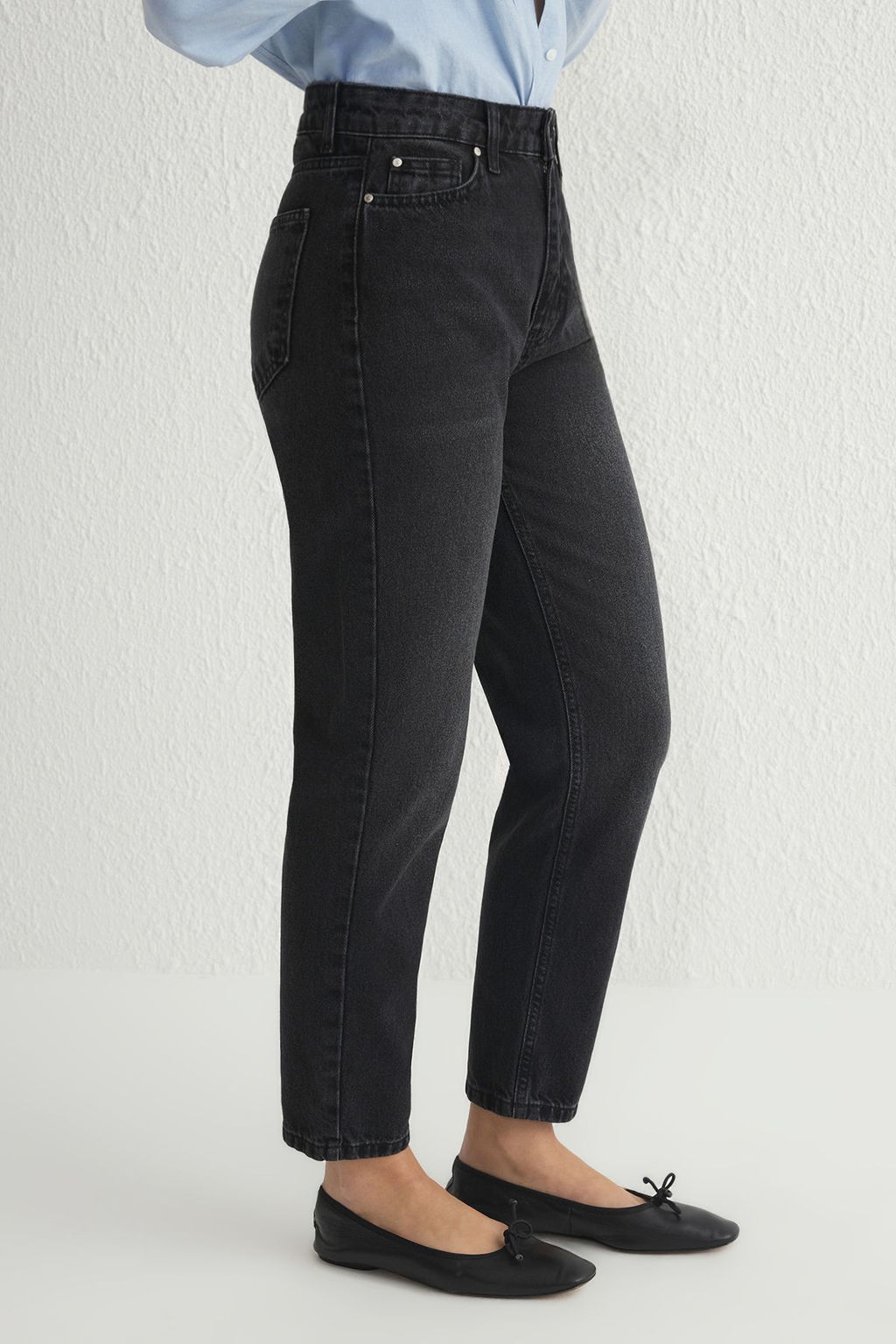Siyah Normal Bel Mom Jeans TWOSS25JE00135 - Trendyolmilla фото 4