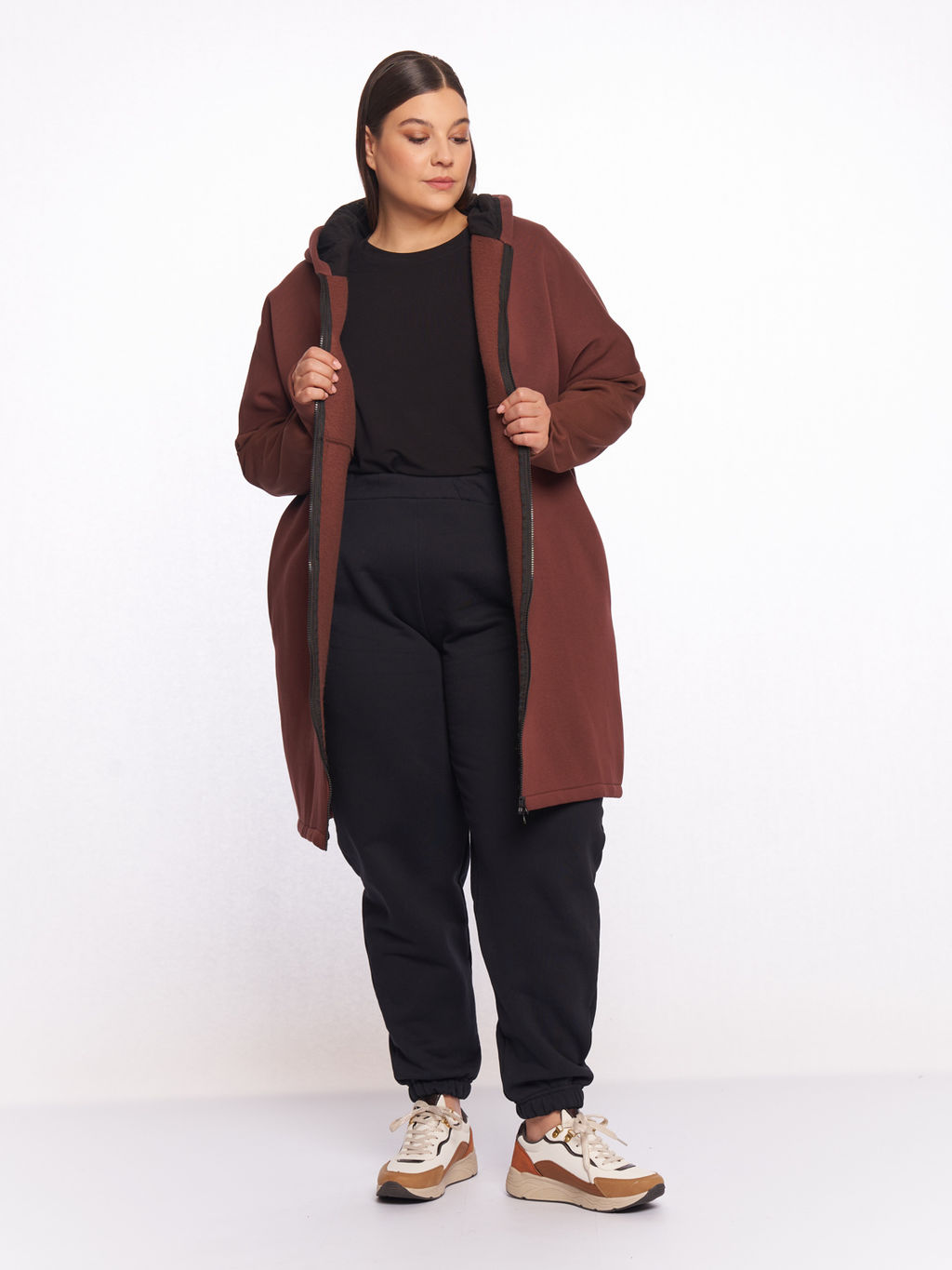 Пальто из футера PL10261BRW20