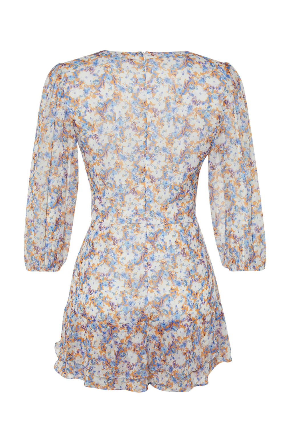 Cok Renkli Cicek Desenli Cut Out Detayl? Mini Astarl? Sifon Dokuma Tulum TWOSS23TU00113