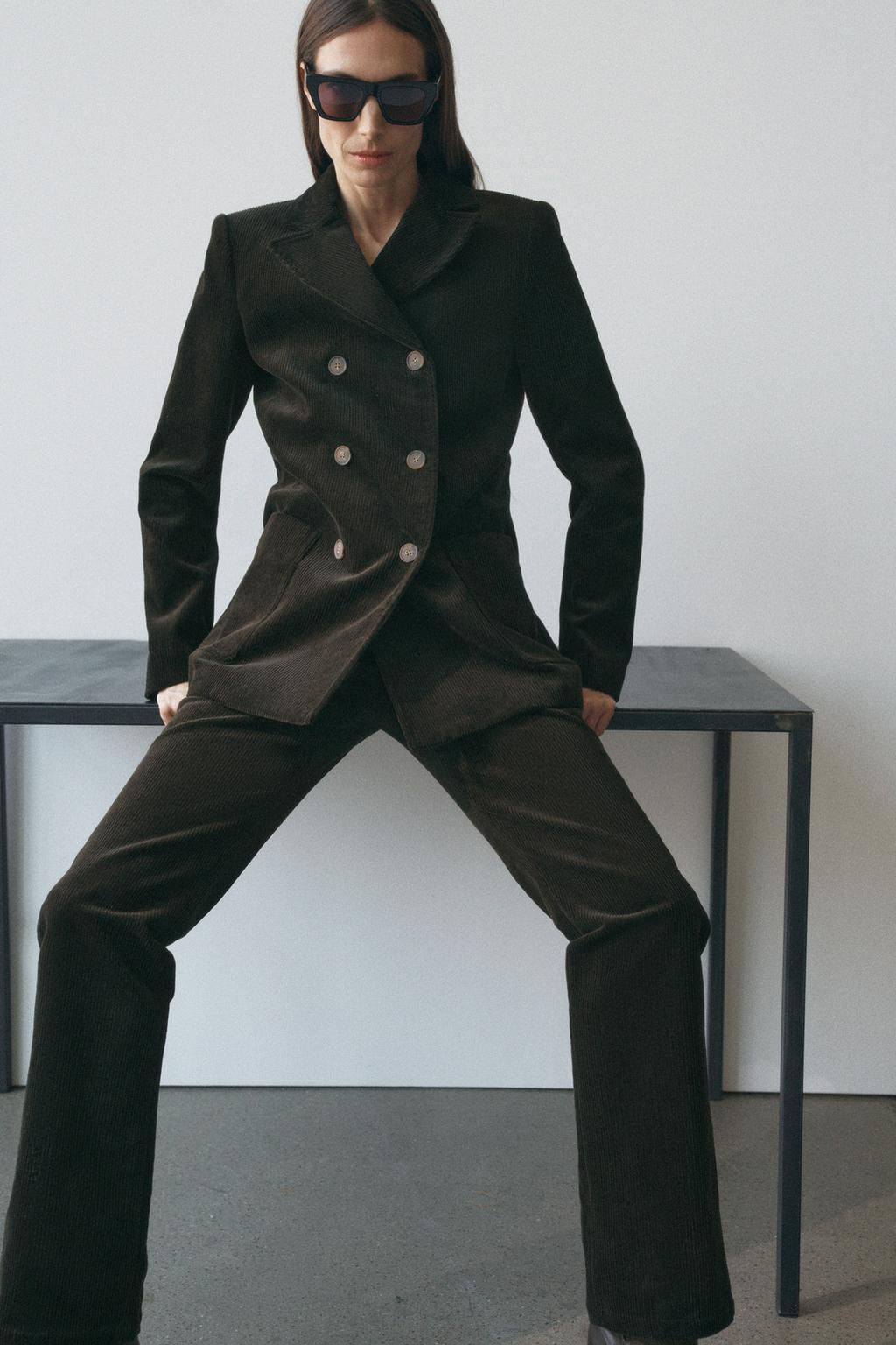 DOUBLE-BREASTED CORDUROY BLAZER ZW COLLECTION - Zara фото 2